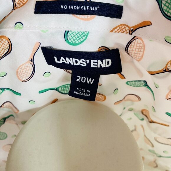 Lands End White Tennis Print Sleeveless Shirt 20W - Picture 4 of 9